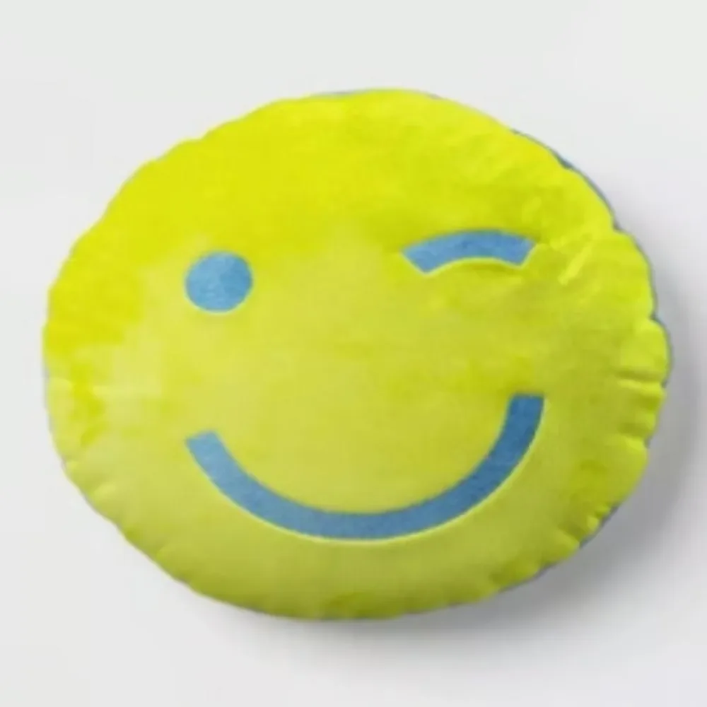Smiley Chartreuse Throw Pillow Flutter Plush Room Essentials Round Velvet Multic